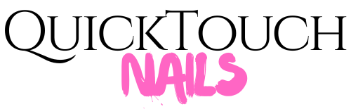 QuickTouch Nails logo with black and pink text on a white background